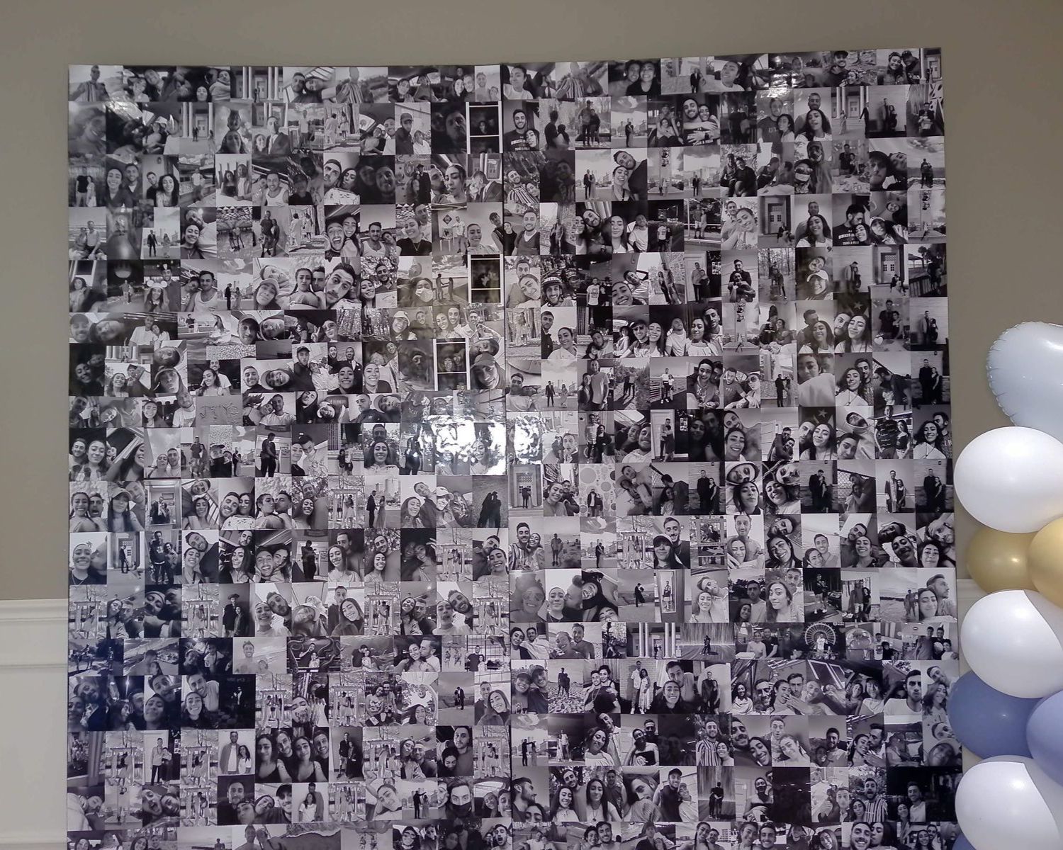 A photo-collage foam board backdrop